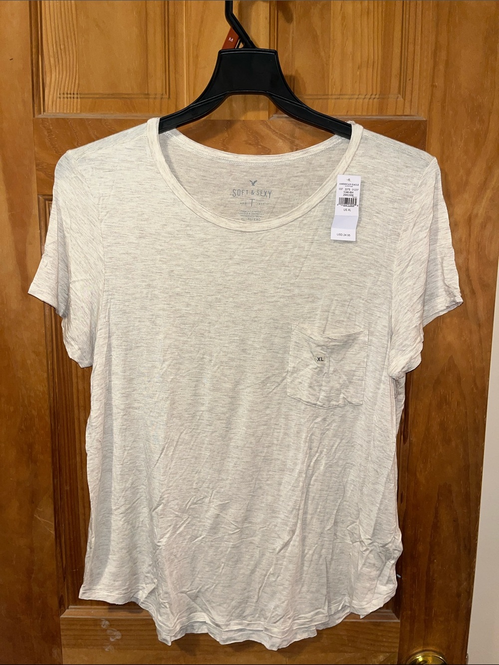 Women's American Eagle Outfitters Short Sleeve Pocket Tee - Light Cream
